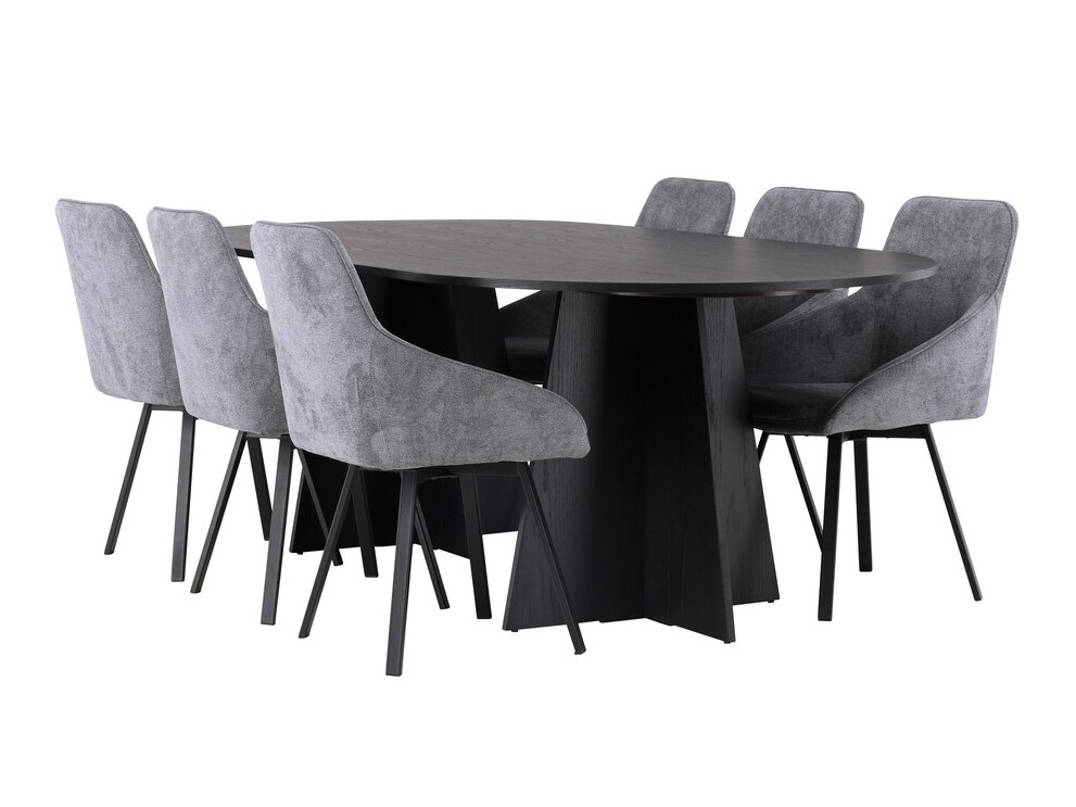 Conjunto de comedor Dallas 4021 (Gris + Negro)