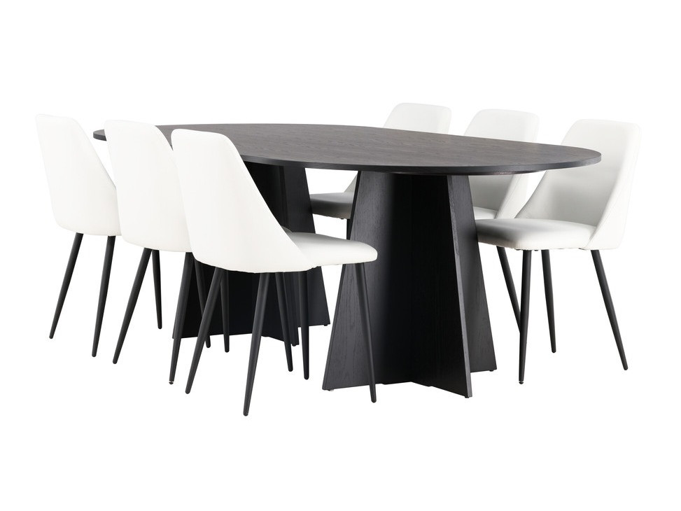 Conjunto de mesas y sillas para comedor Dallas 4020 (Blanco + Negro)