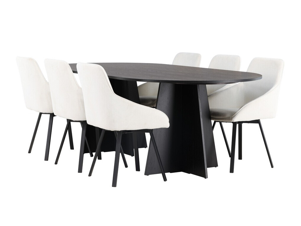 Conjunto de mesas y sillas para comedor Dallas 4021 (Beige + Negro)
