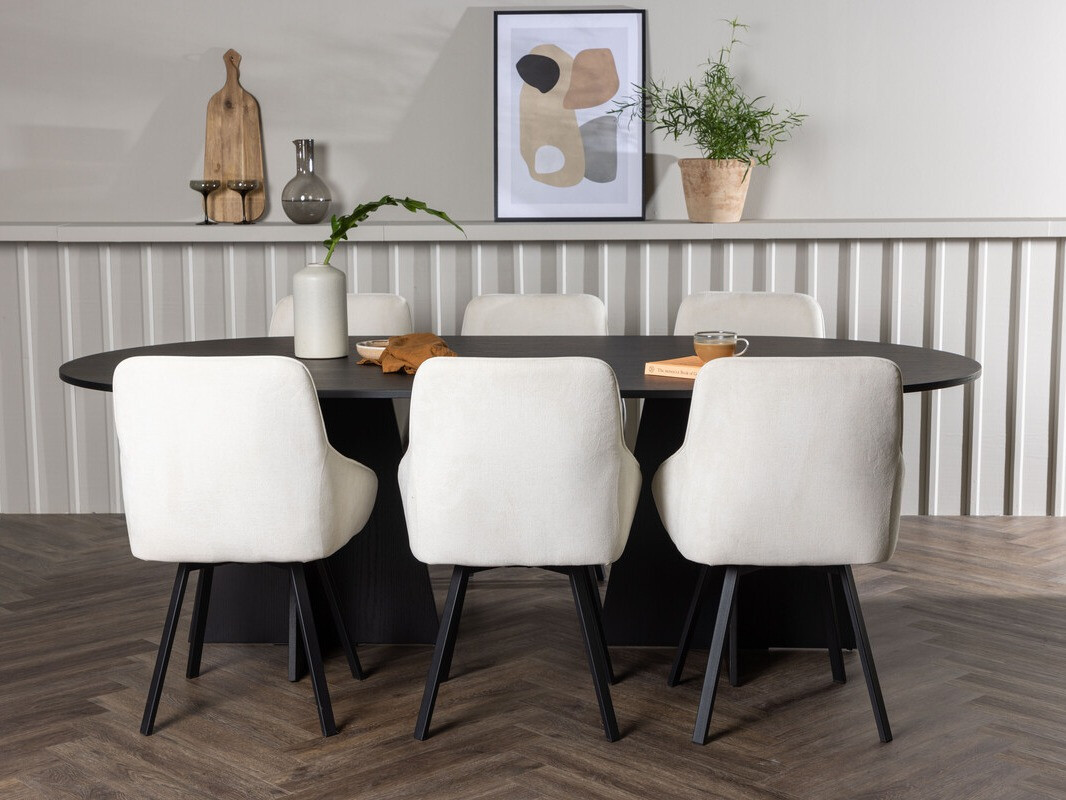 Conjunto de mesas y sillas para comedor Dallas 4021 (Beige + Negro)