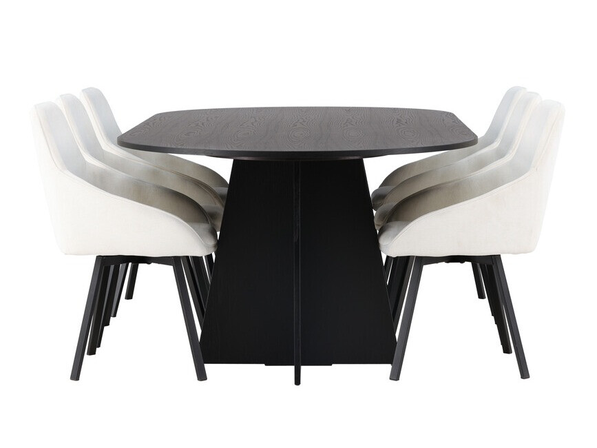 Conjunto de mesas y sillas para comedor Dallas 4021 (Beige + Negro)