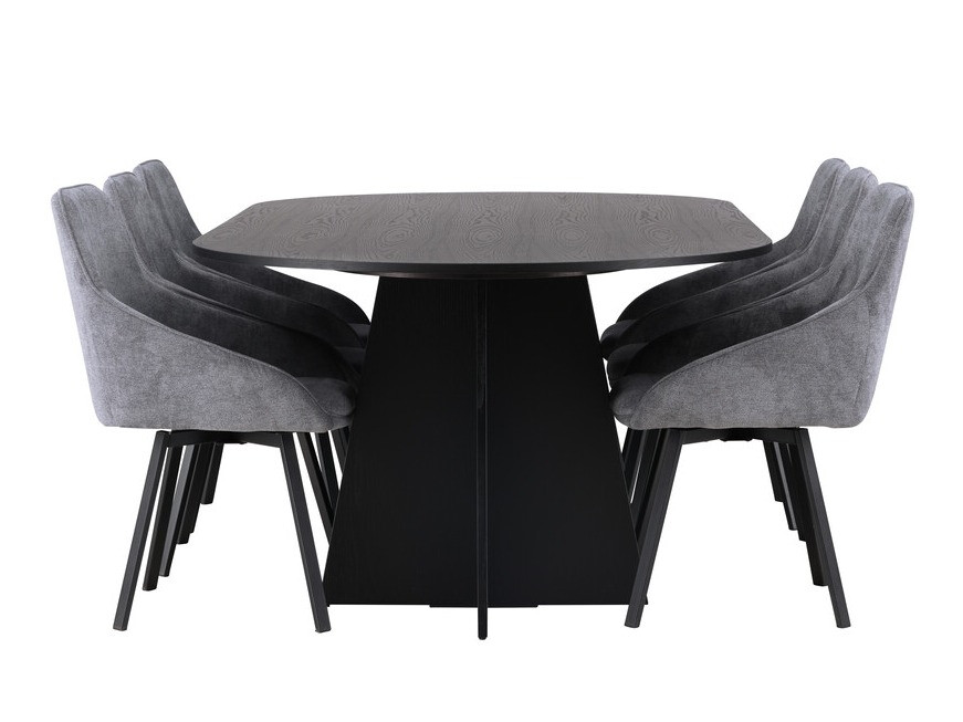 Conjunto de mesas y sillas para comedor Dallas 4021 (Gris + Negro)