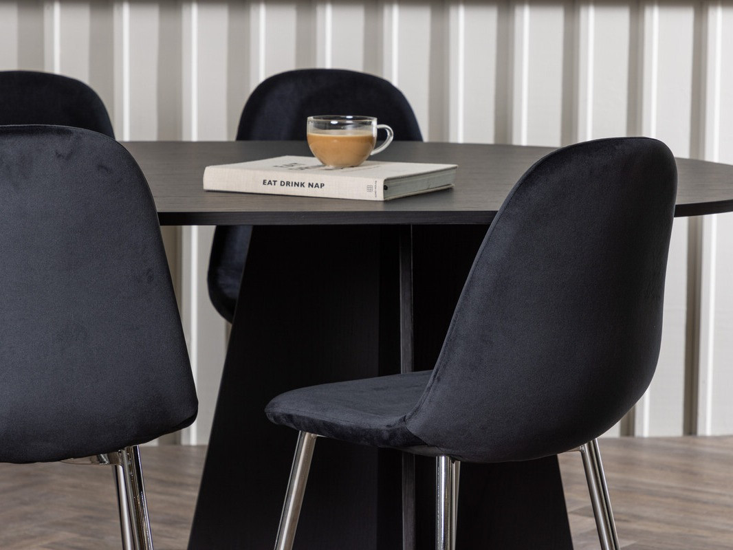 Conjunto de comedor Dallas 4033 (Negro + Plata)