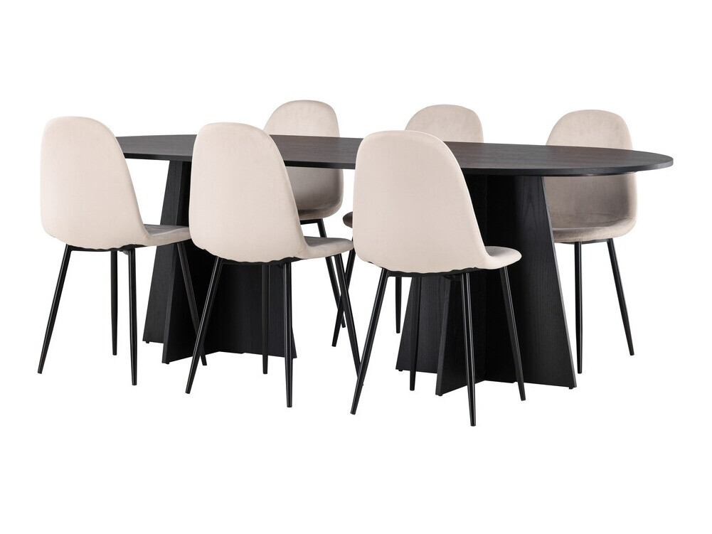 Conjunto de mesas y sillas para comedor Dallas 4032 (Beige + Negro)
