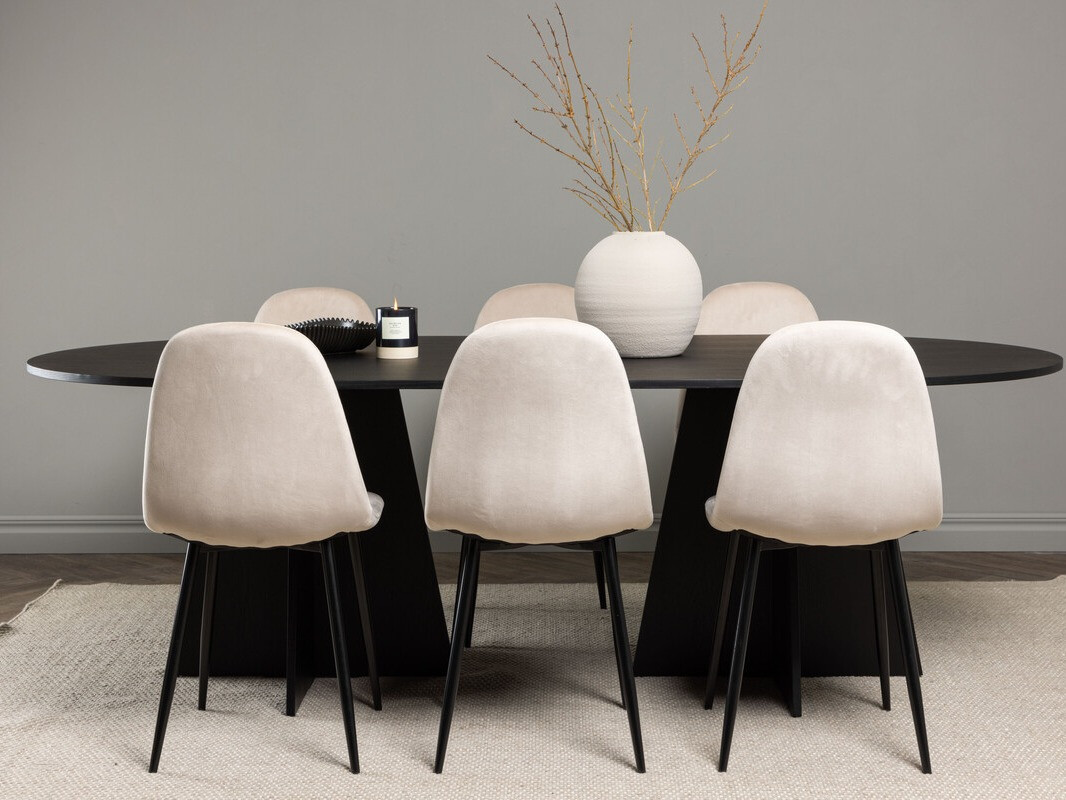 Conjunto de mesas y sillas para comedor Dallas 4032 (Beige + Negro)