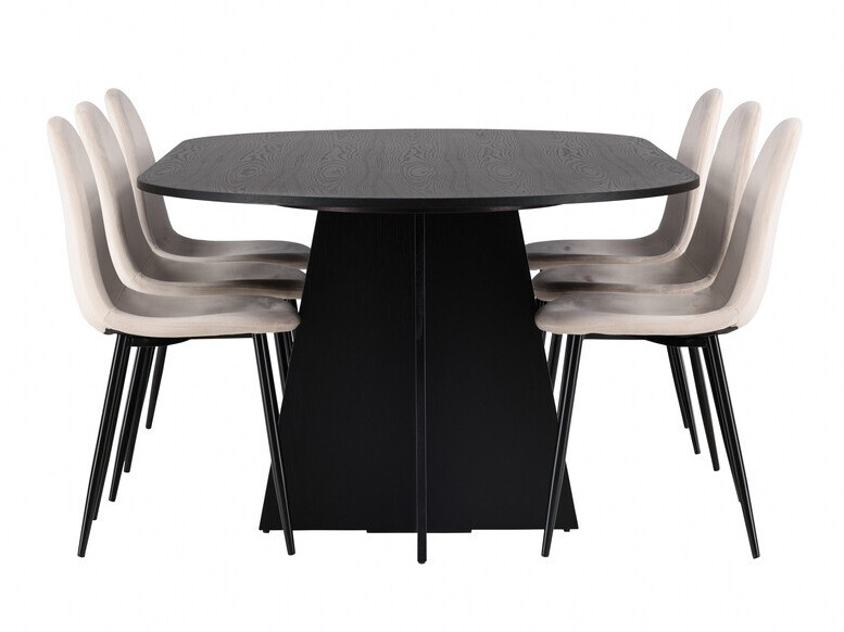 Conjunto de mesas y sillas para comedor Dallas 4032 (Beige + Negro)