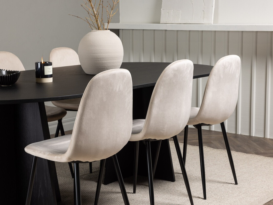Conjunto de mesas y sillas para comedor Dallas 4032 (Beige + Negro)