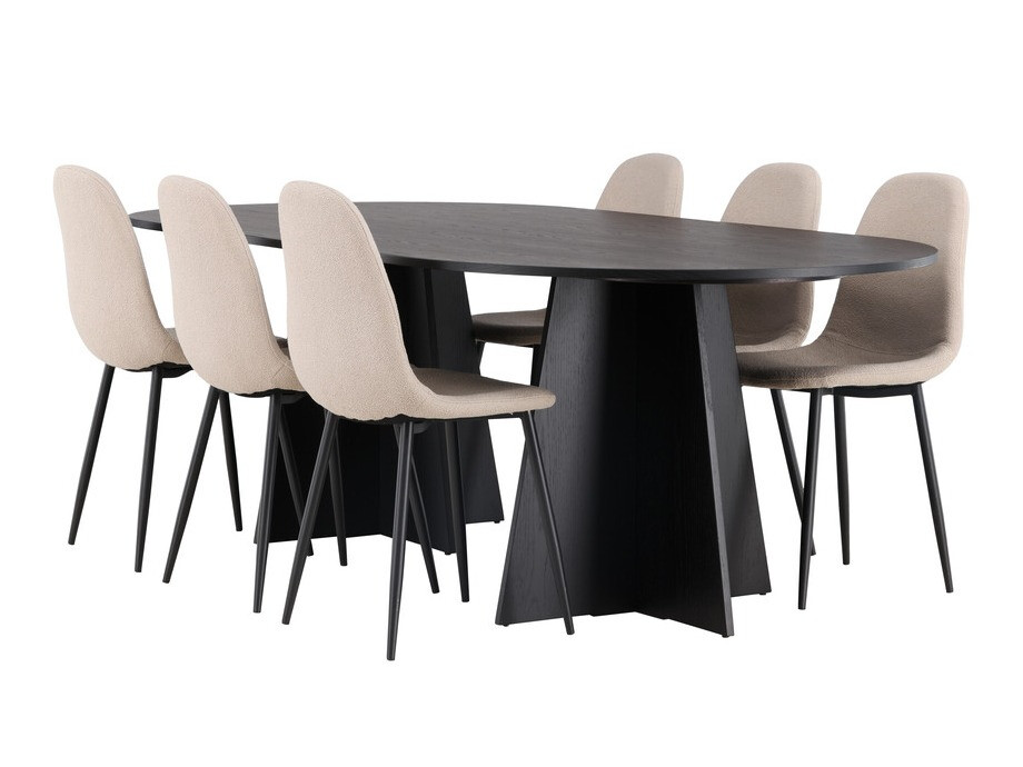 Conjunto de mesas y sillas para comedor Dallas 4033 (Beige + Negro)