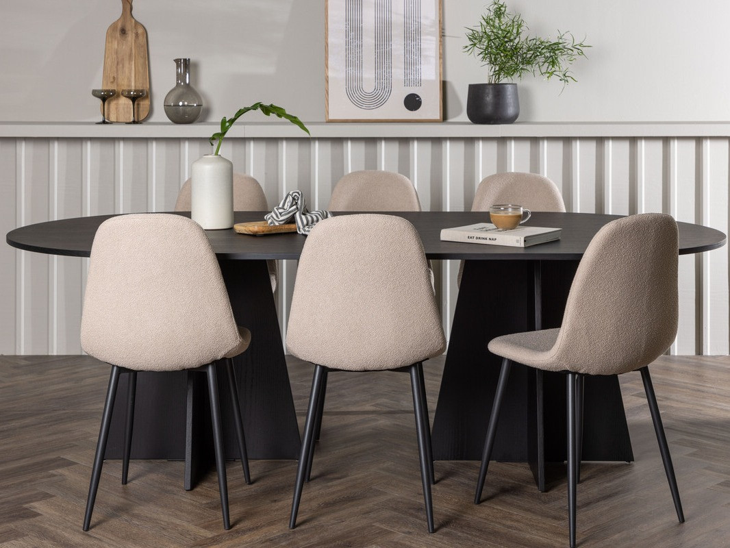 Conjunto de mesas y sillas para comedor Dallas 4033 (Beige + Negro)