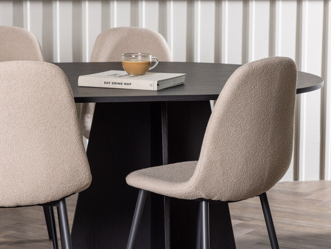 Conjunto de mesas y sillas para comedor Dallas 4033 (Beige + Negro)