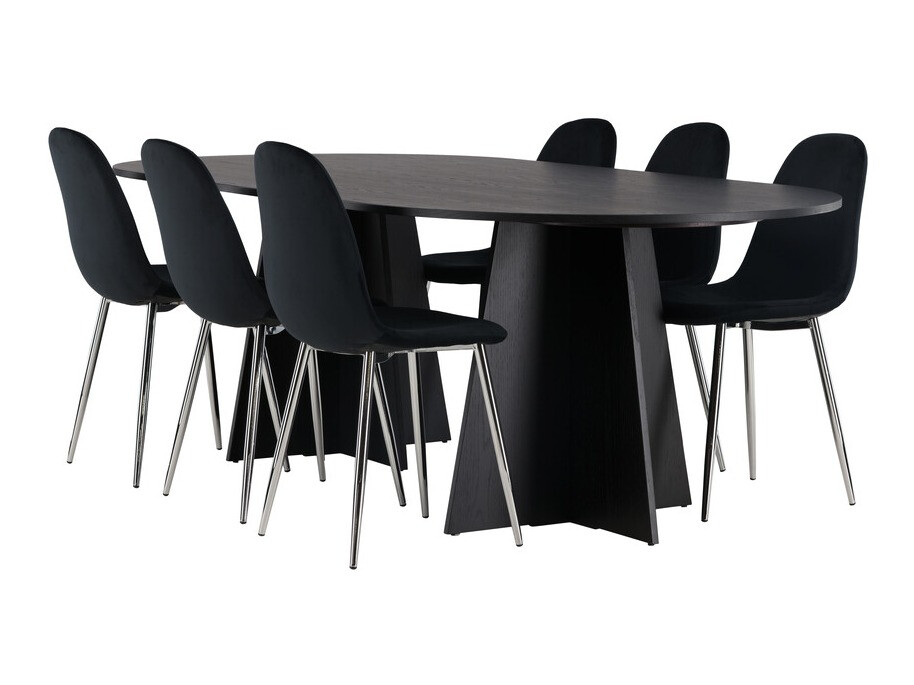 Conjunto de mesas y sillas para comedor Dallas 4033 (Negro + Plata)