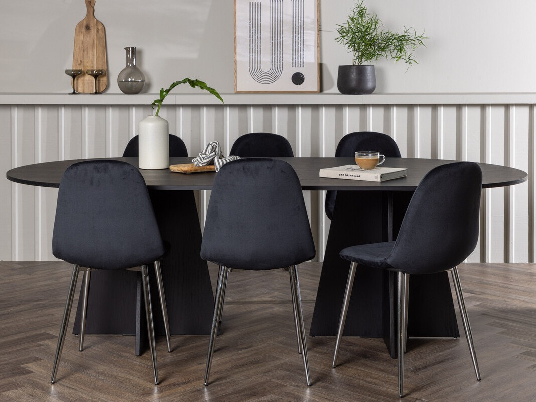 Conjunto de mesas y sillas para comedor Dallas 4033 (Negro + Plata)