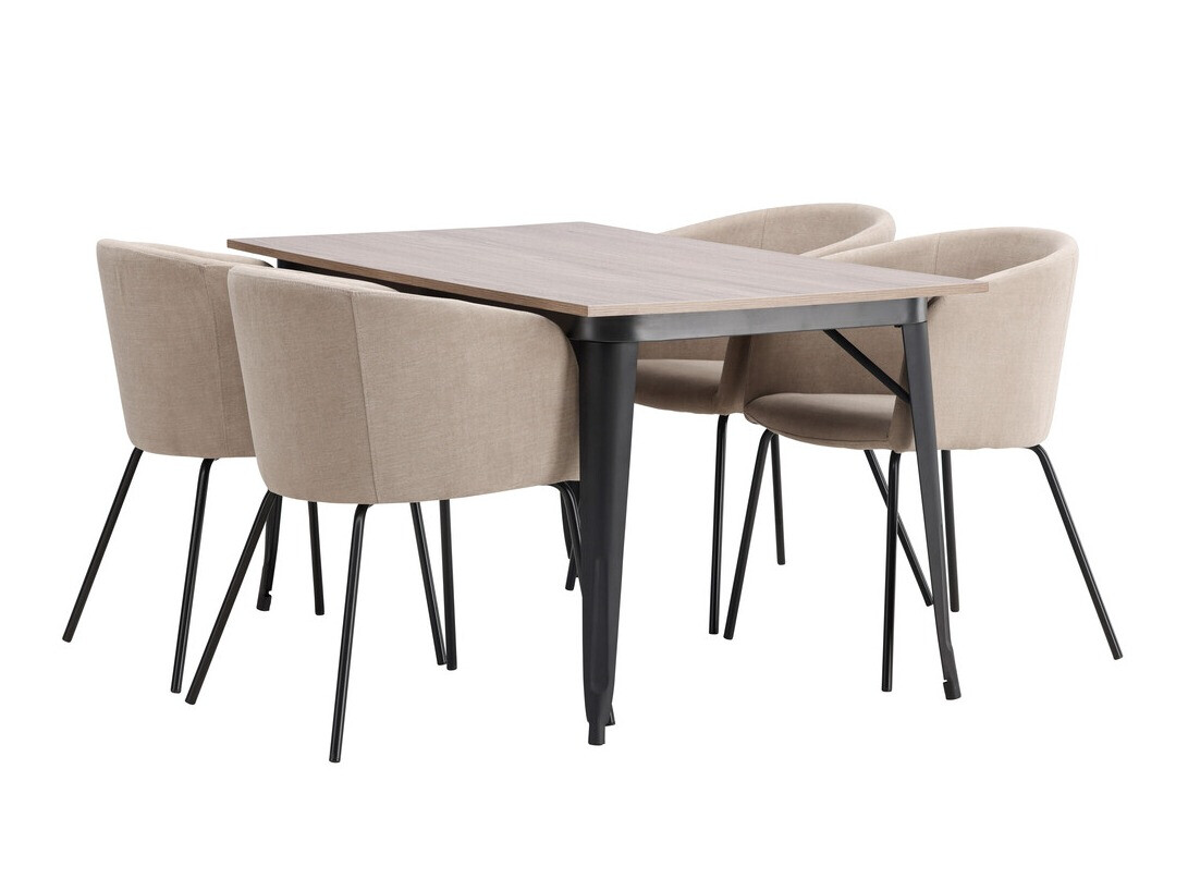 Conjunto de mesas y sillas para comedor Dallas 4044 (Beige + Negro)