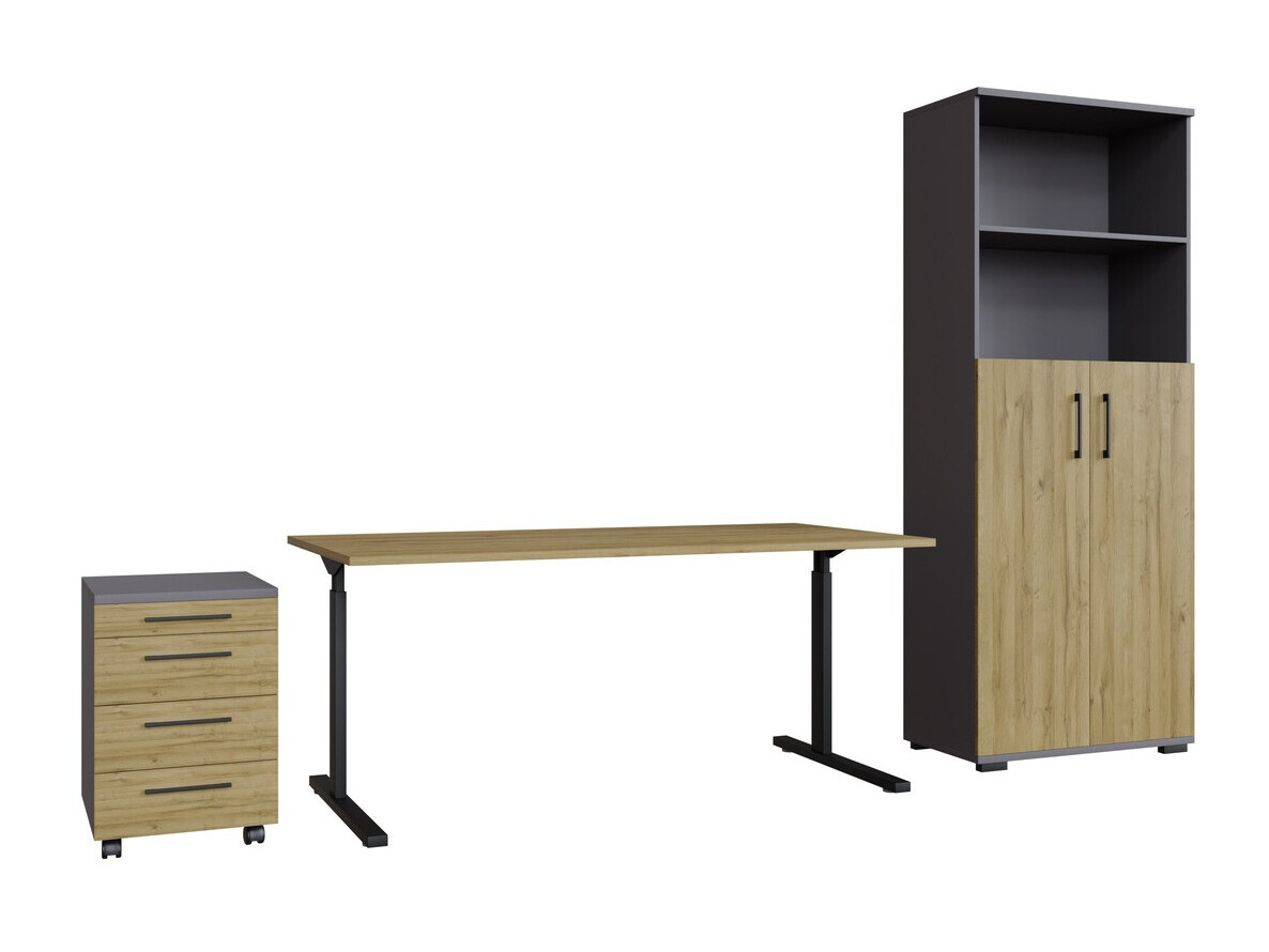 Conjunto de oficina Lartesi 112 (Grafito + Roble nieto)