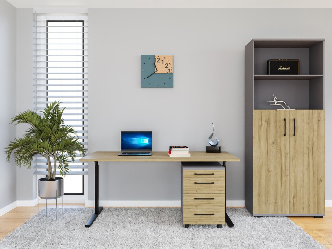 Conjunto de oficina Lartesi 112 (Grafito + Roble nieto)