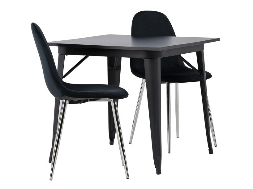 Conjunto de comedor Dallas 4051 (Negro + Plata)