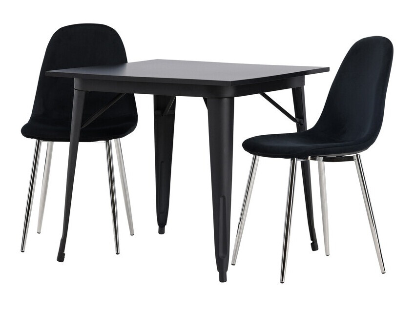 Conjunto de mesas y sillas para comedor Dallas 4051 (Negro + Plata)