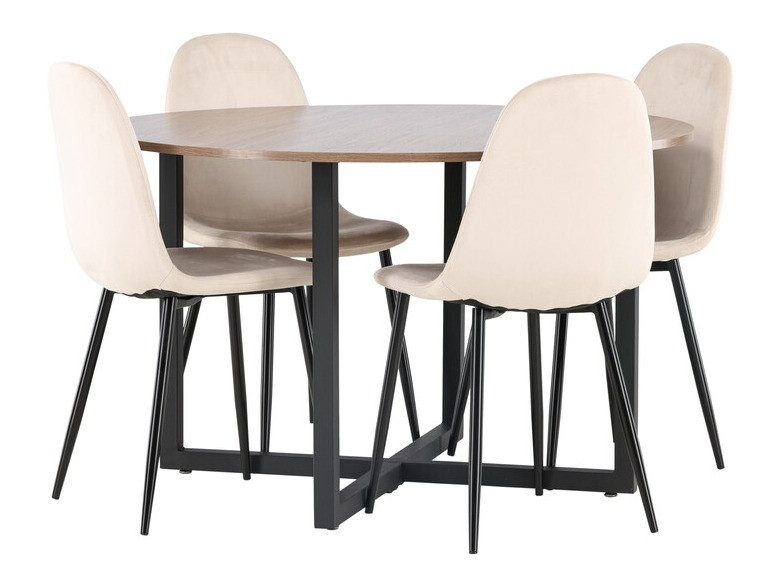 Conjunto de mesas y sillas para comedor Dallas 4054 (Beige + Negro)