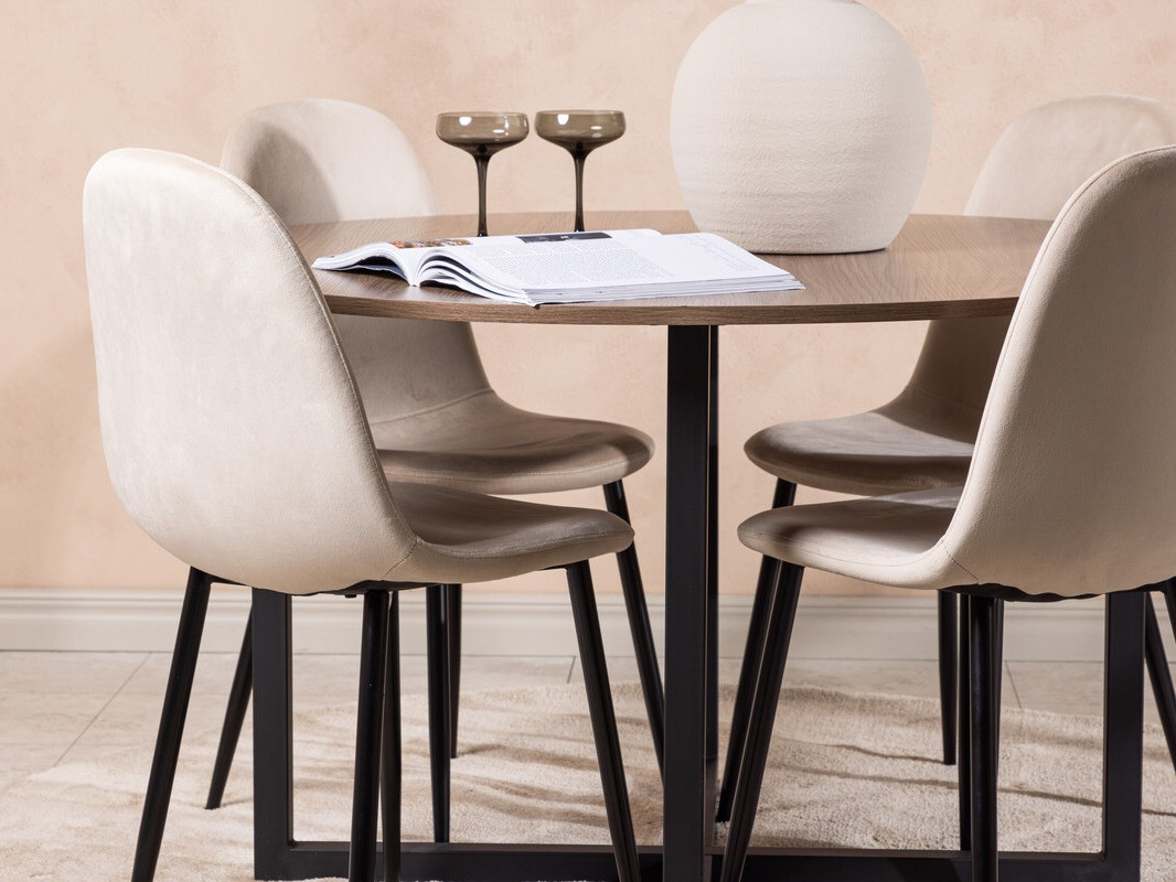 Conjunto de mesas y sillas para comedor Dallas 4054 (Beige + Negro)