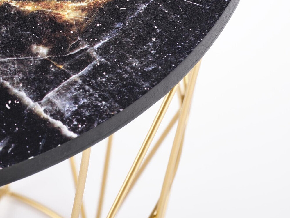 Mesa de centro Houston 1454 (Dorado + Mármol negro)