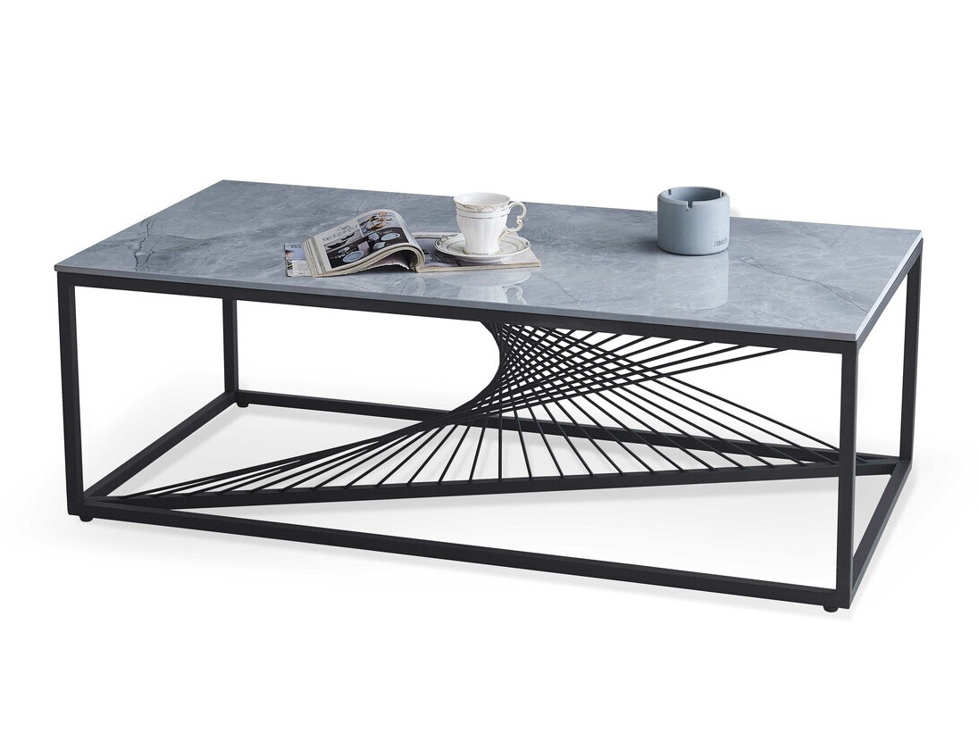 Mesa de centro Houston 1494 (Mármol gris + Negro)