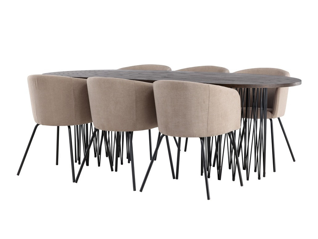 Conjunto de mesas y sillas para comedor Dallas 4063 (Beige + Negro)
