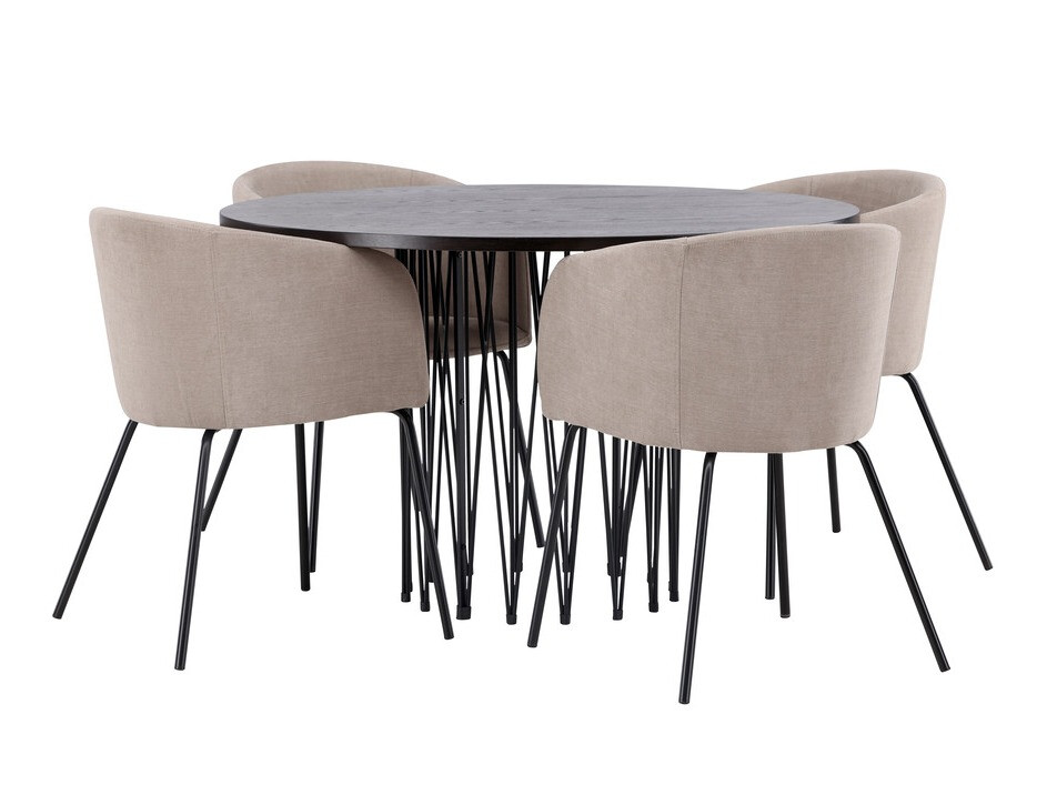 Conjunto de mesas y sillas para comedor Dallas 4068 (Beige + Negro)
