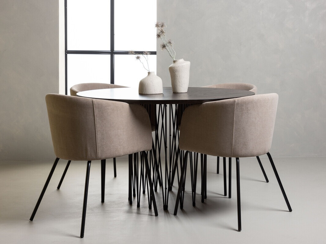 Conjunto de mesas y sillas para comedor Dallas 4068 (Beige + Negro)