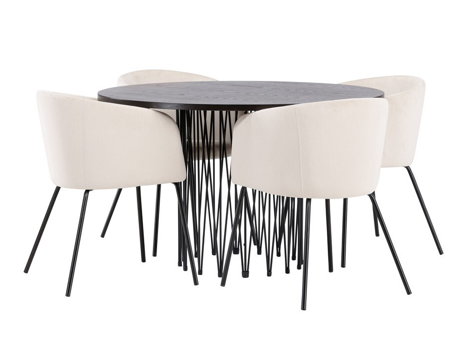 Conjunto de mesas y sillas para comedor Dallas 4068 (Crema + Negro)