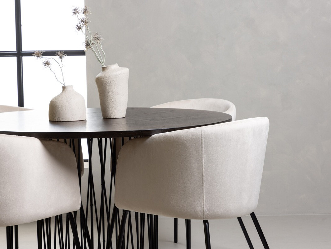 Conjunto de mesas y sillas para comedor Dallas 4068 (Crema + Negro)