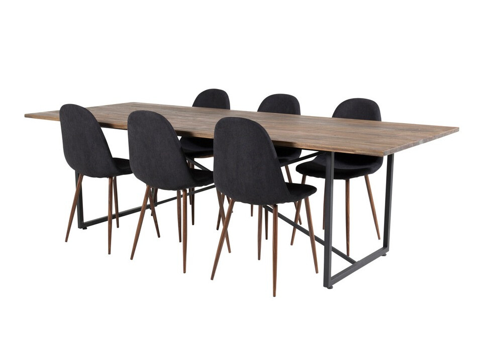 Conjunto de mesas y sillas para comedor Dallas 4076 (Negro + Nuez)