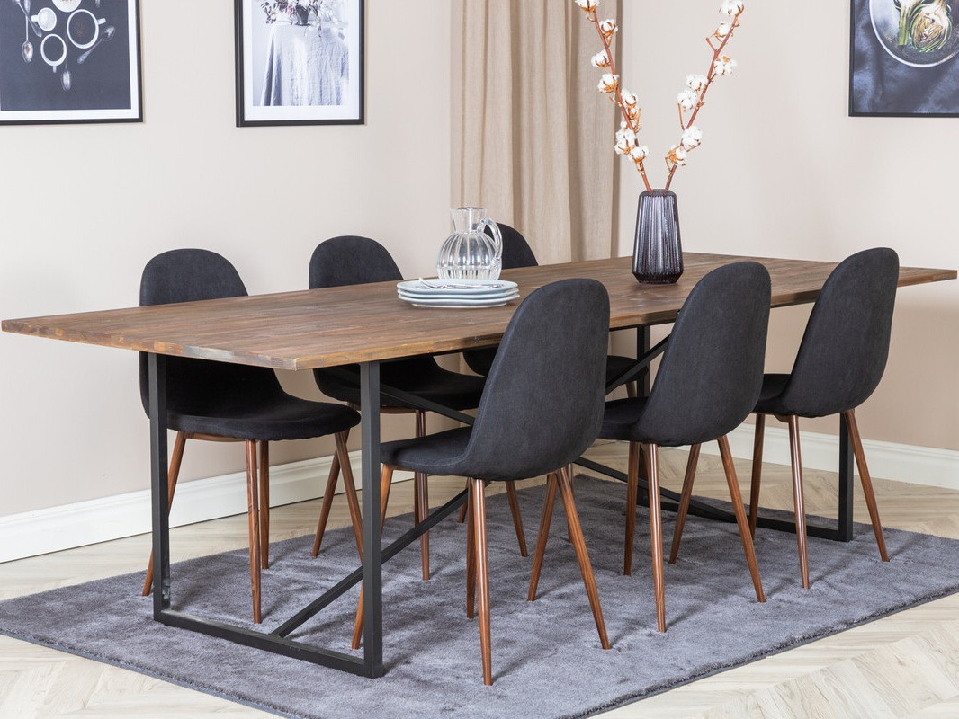 Conjunto de mesas y sillas para comedor Dallas 4076 (Negro + Nuez)