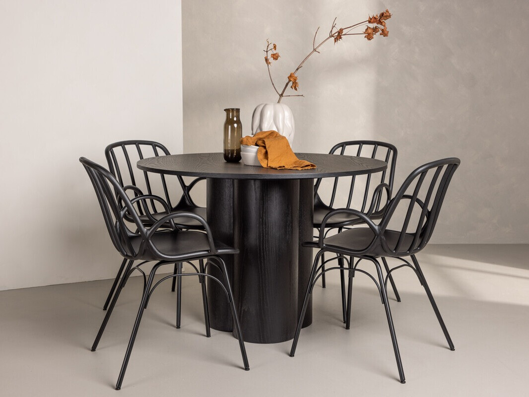 Conjunto de mesas y sillas para comedor Dallas 4077 (Negro)