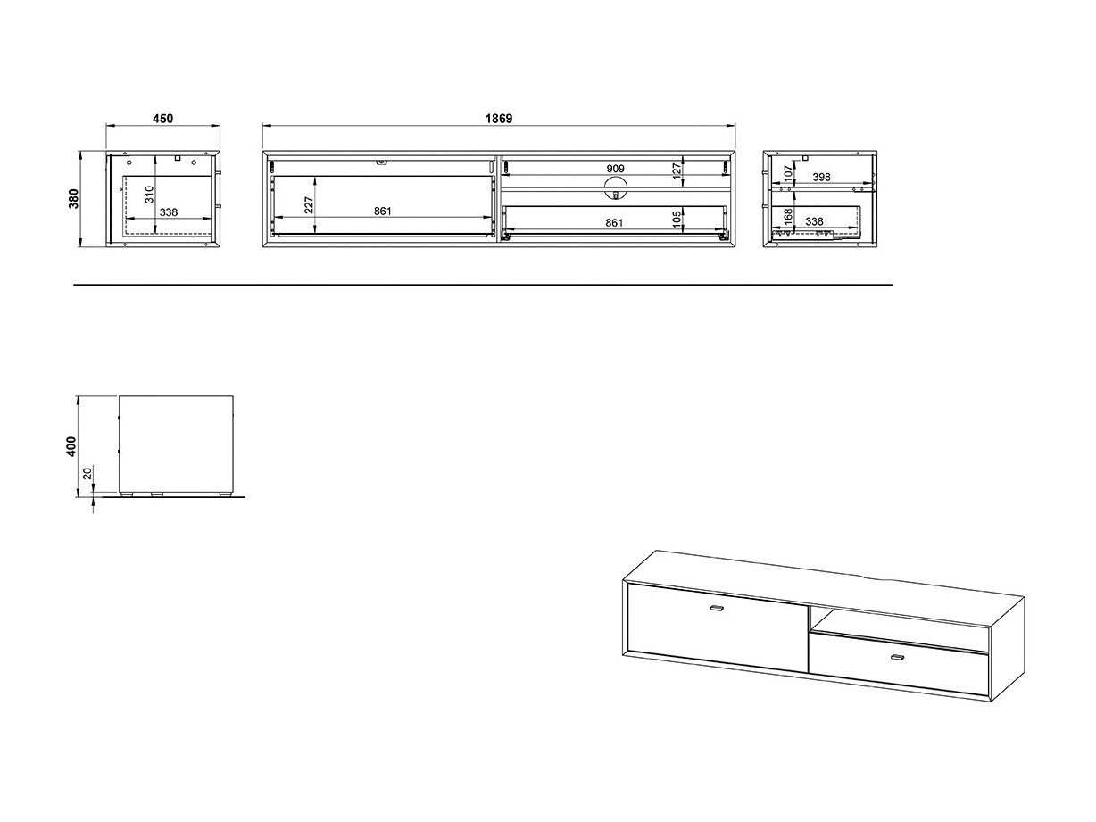 Mueble TV Sacramento 503 (Pino blanqueado + Navarra roble)