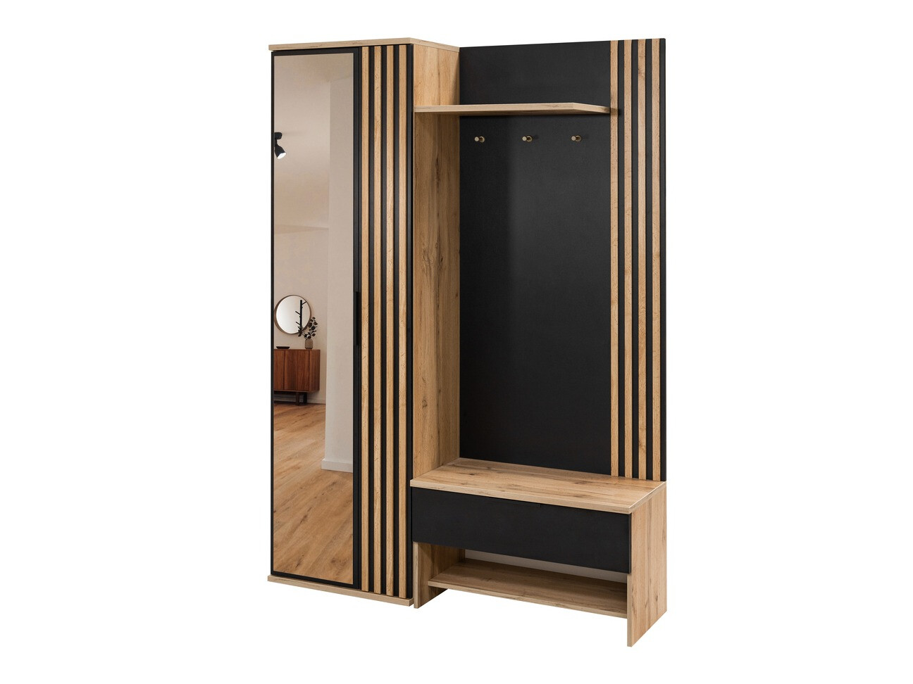 Conjunto para recibidor Honolulu 161 (Negro + Roble wotan)