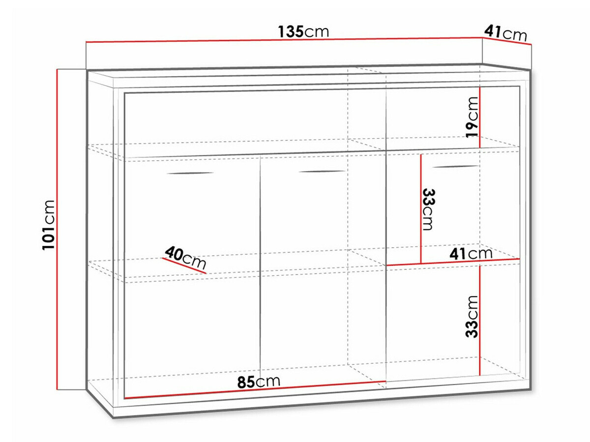 Cómoda Etrmoni 104 (Luminoso madera + Roble)