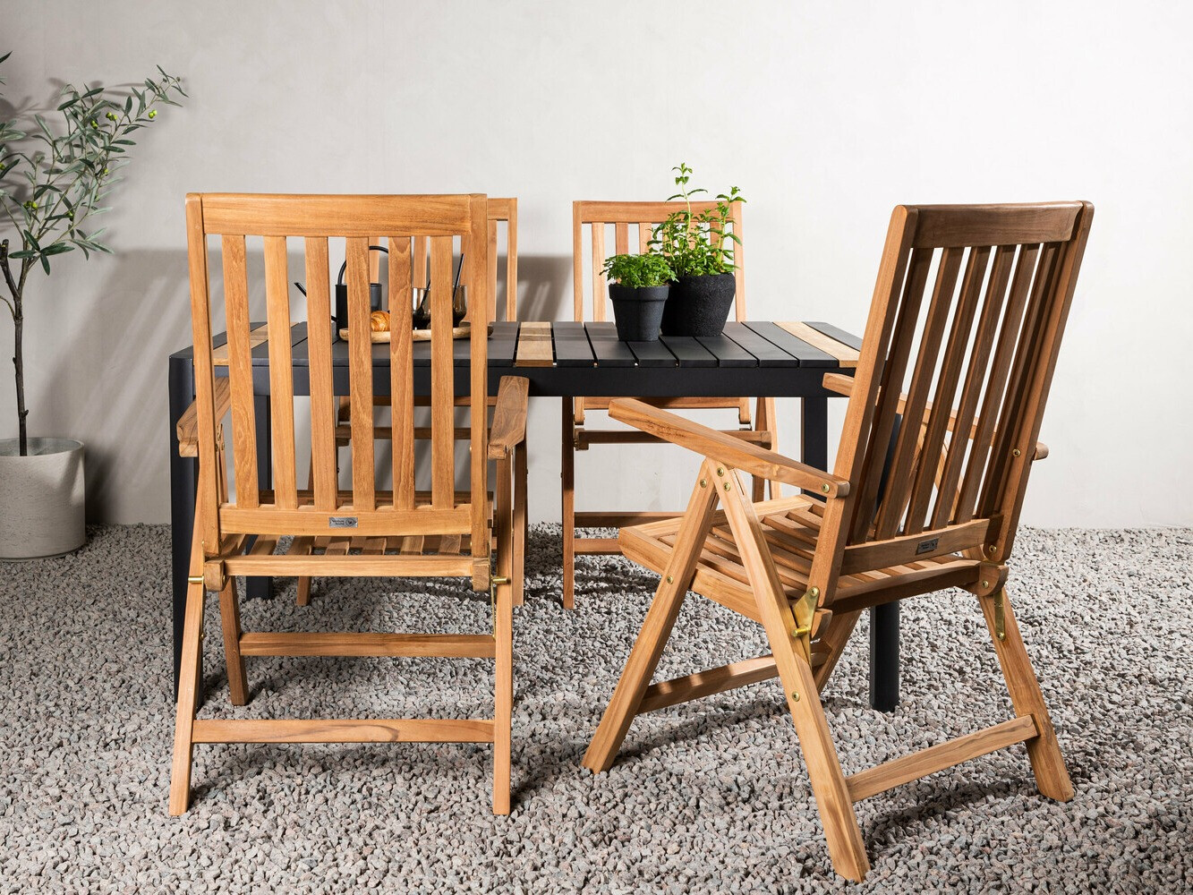 Conjunto de mesa y sillas Dallas 4090 (Negro + Marrón)