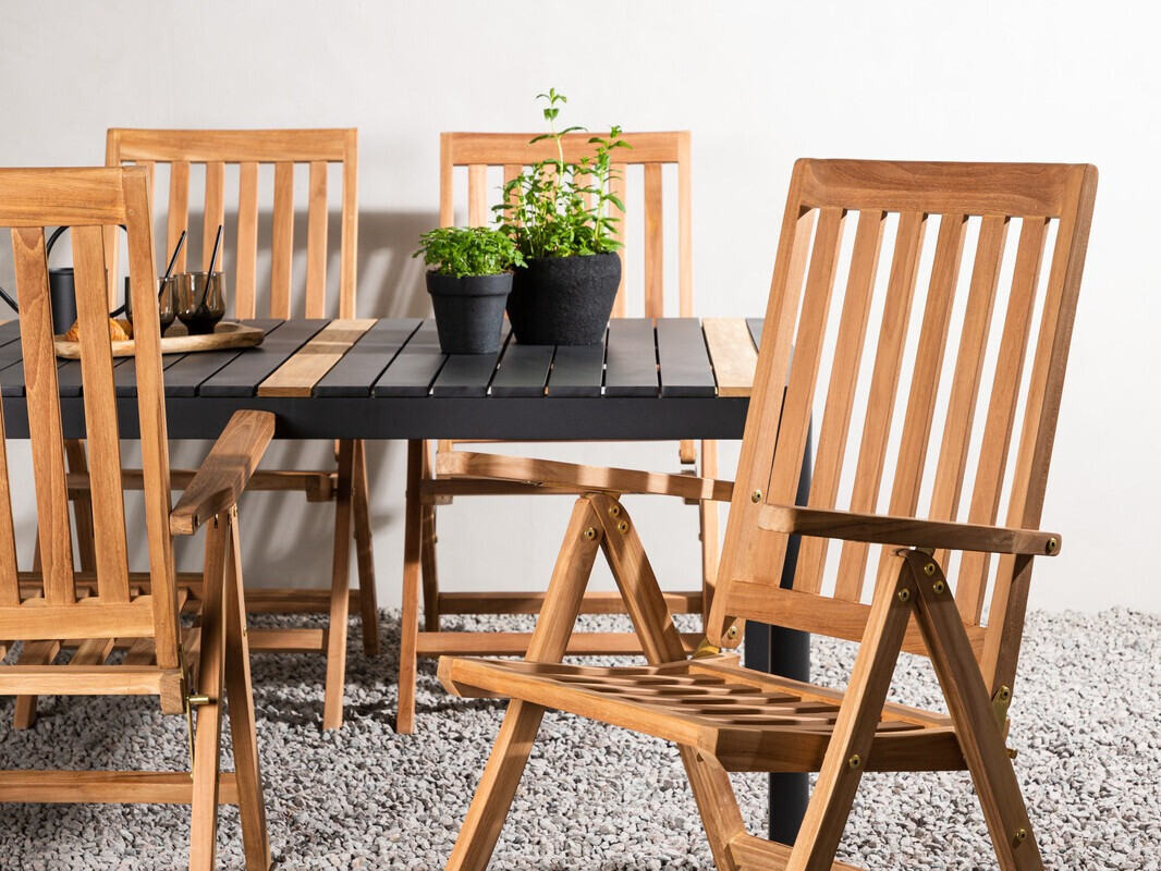 Conjunto de mesa y sillas Dallas 4090 (Negro + Marrón)