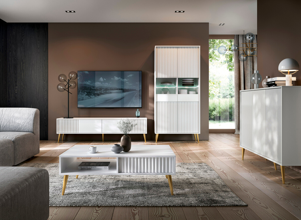 Mueble TV Cirferi 105 (Blanco + Dorado)