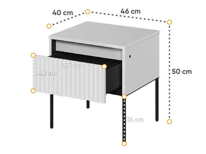 Mesilla de noche Fernolu 111 (Blanco + Negro)
