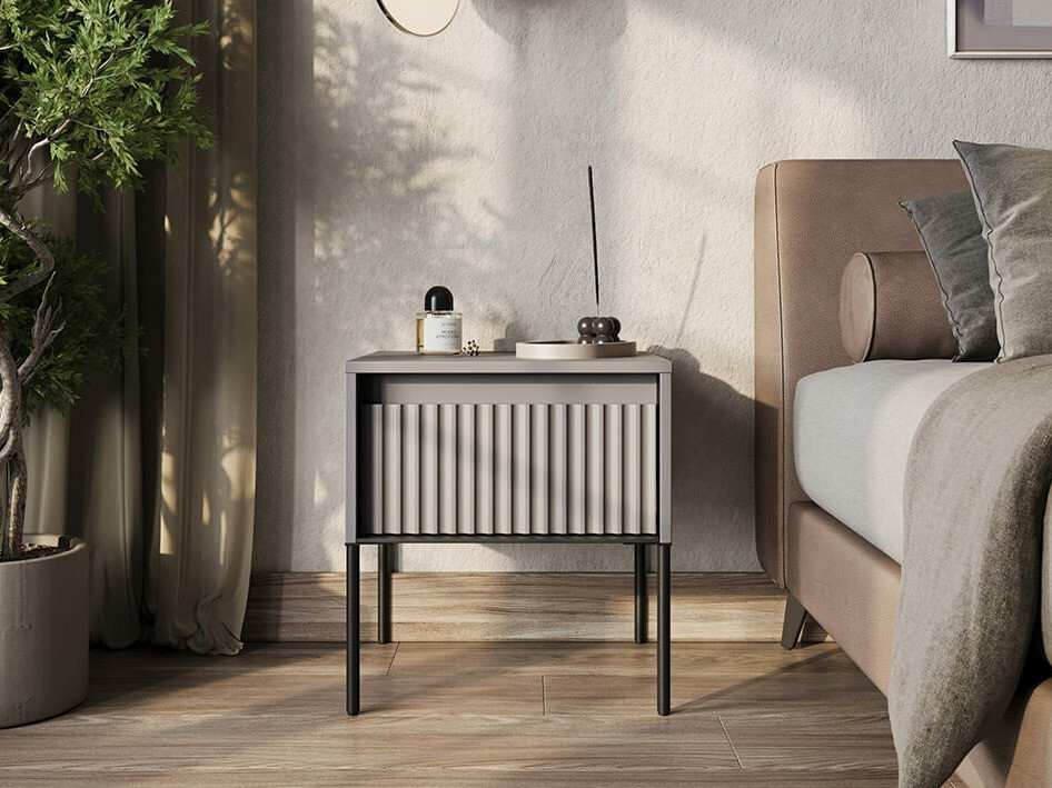 Mesilla de noche Fernolu 111 (Gris + Negro)