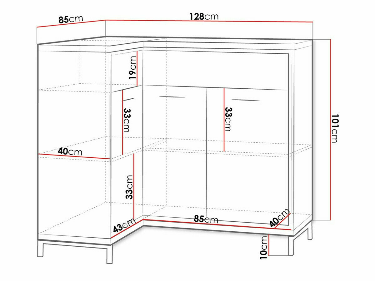 Cajonera de rincón Etrmoni 106 (Luminoso madera + Roble)