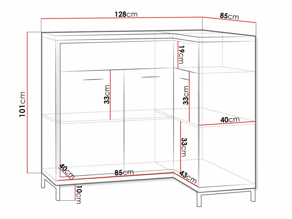 Cajonera de rincón Etrmoni 106 (Luminoso madera)