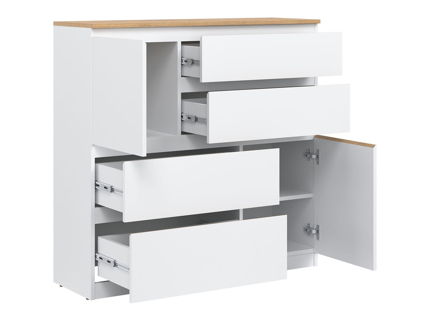 Cómoda Catelbi 105 (Blanco + Roble)