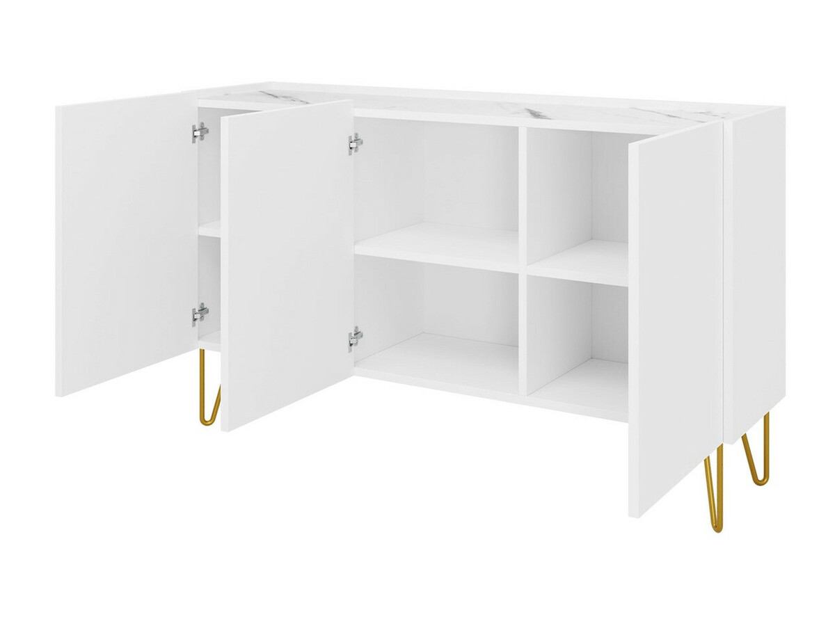 Conjunto de salón Levdale 105 (Blanco + Mármol blanco)