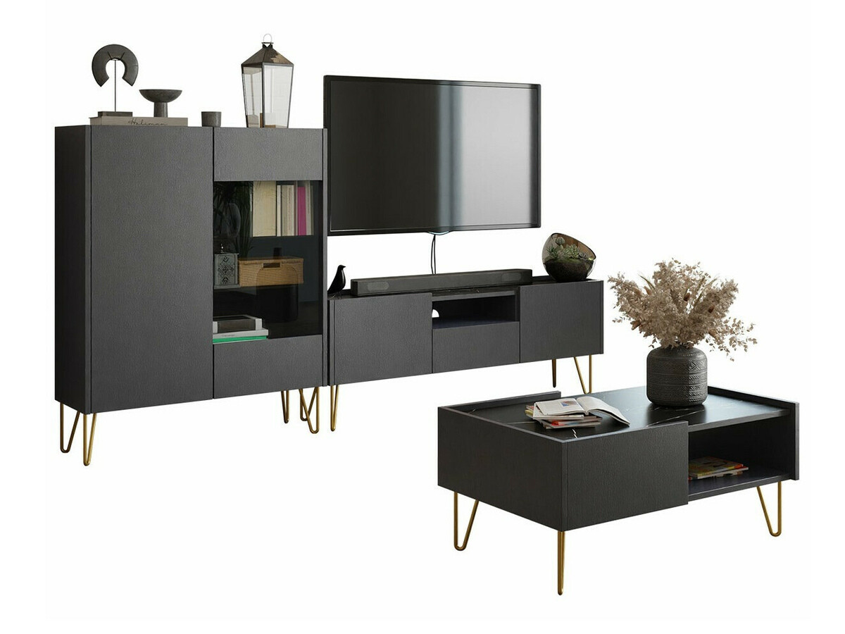 Conjunto de salón Levdale 106 (Grafito + Mármol negro)