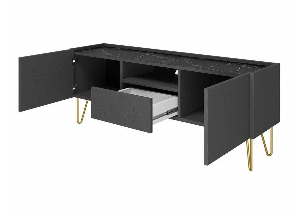 Conjunto de salón Levdale 106 (Grafito + Mármol negro)