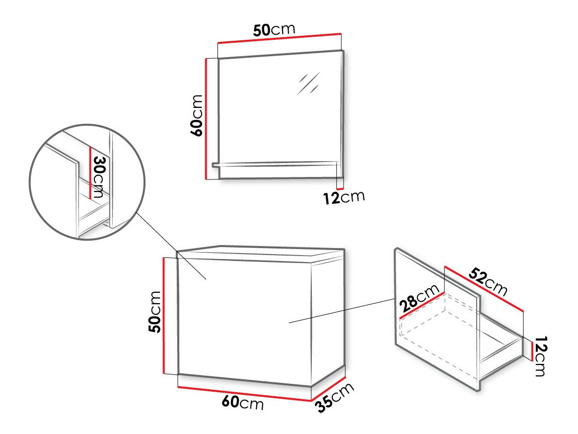 Conjunto de mueble de baño Comfivo Delphinus (Blanco)