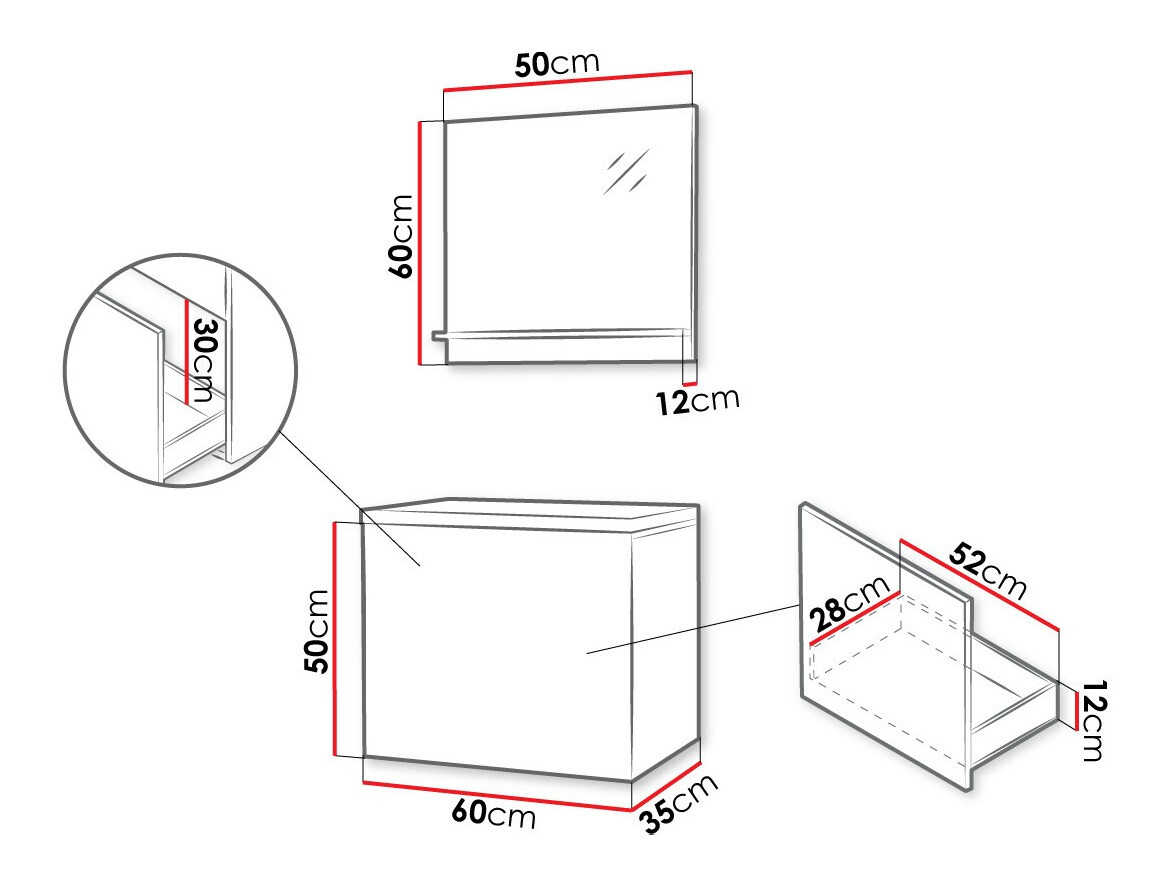 Conjunto de mueble de baño Comfivo Livciro 100 (Negro + Grafito)