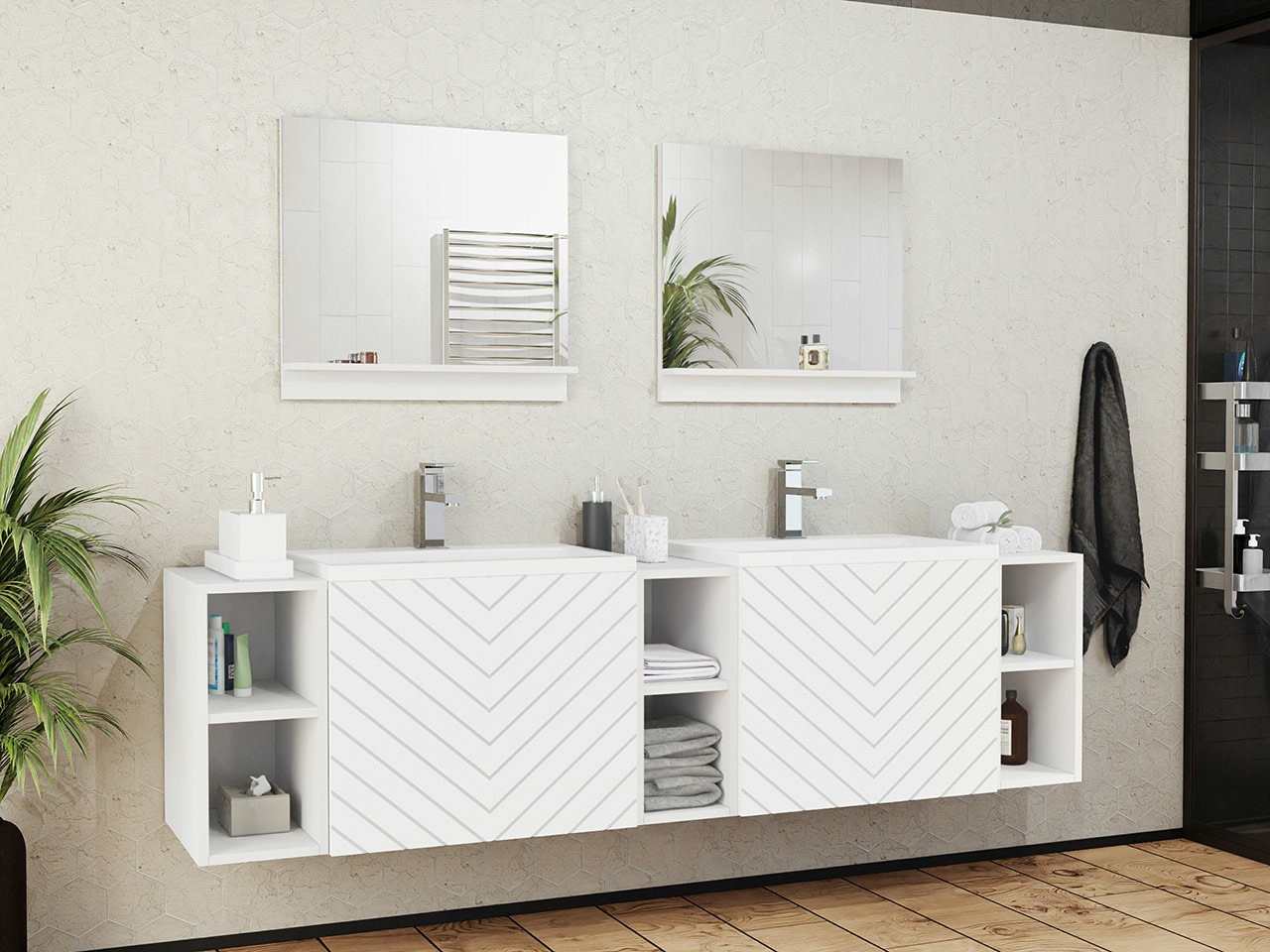 Conjunto de mueble de baño Comfivo Delphinus IV (Blanco)